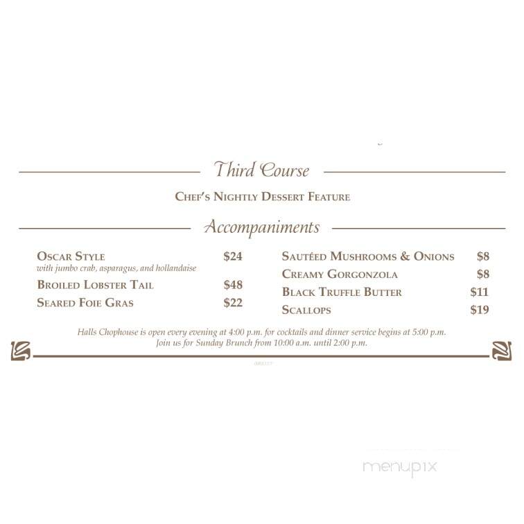 Halls Chophouse Greenville - Greenville, SC menu_pic