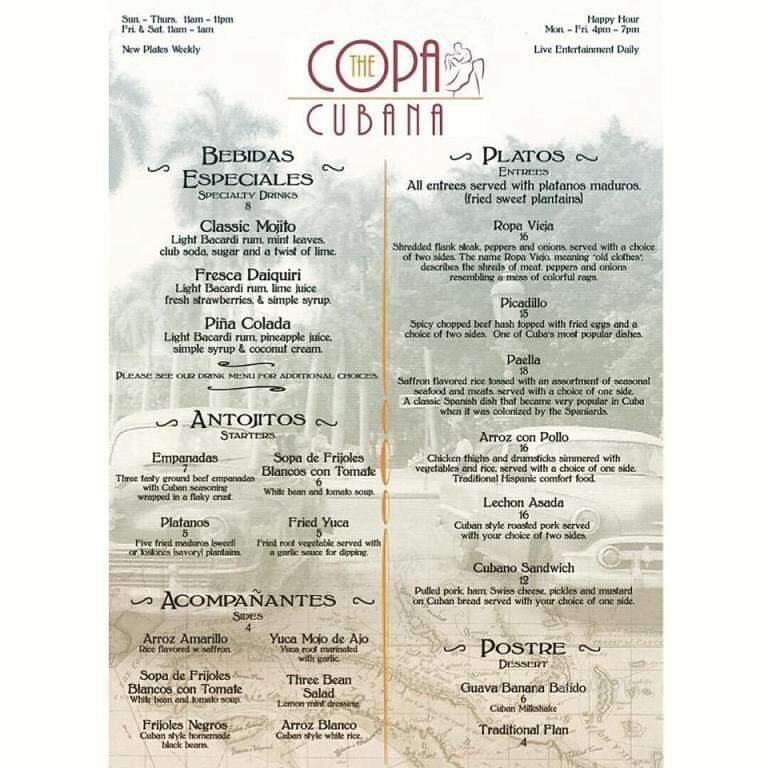 Copa Cubana - Ventura, CA menu_pic