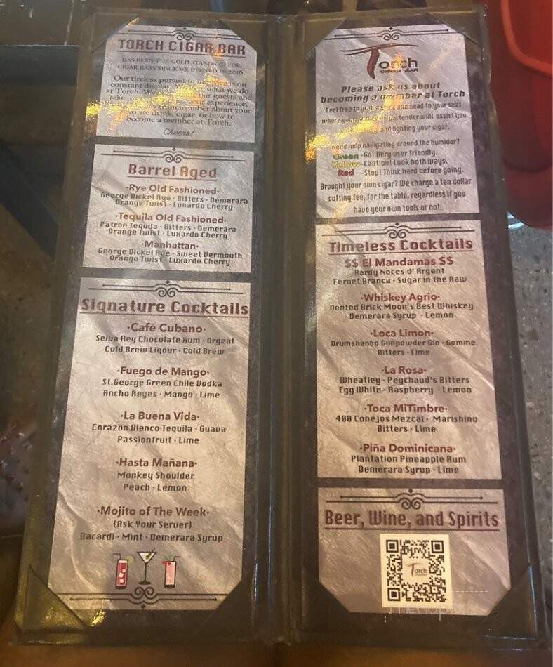 Torch Cigar Bar - Phoenix, AZ menu_pic