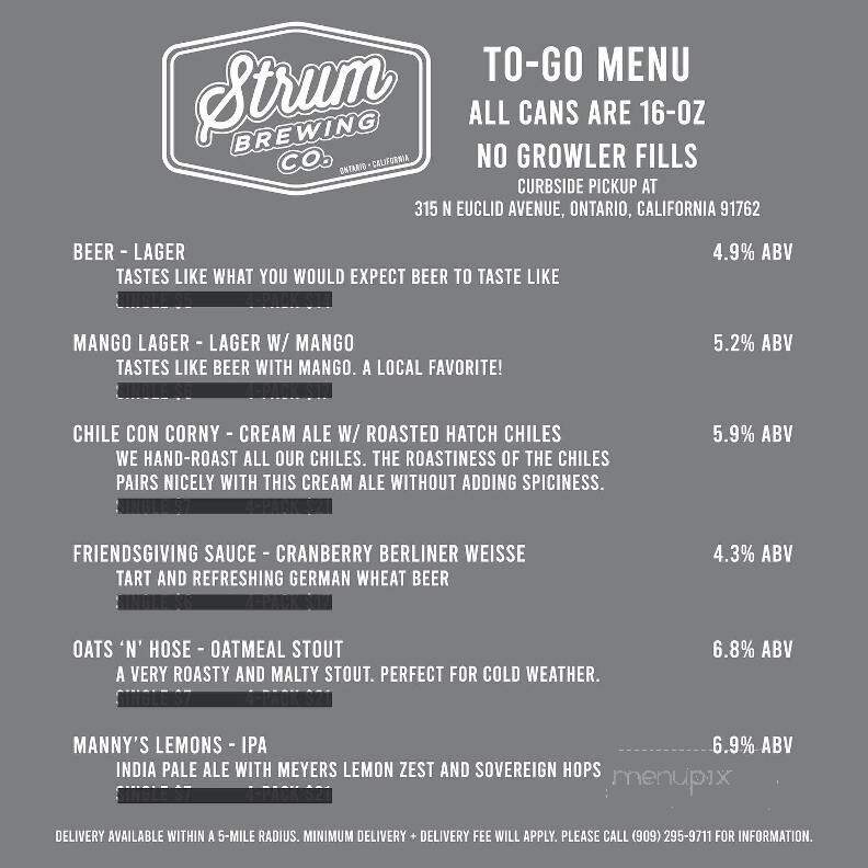 Strum Brewing Co. - Ontario, CA menu_pic