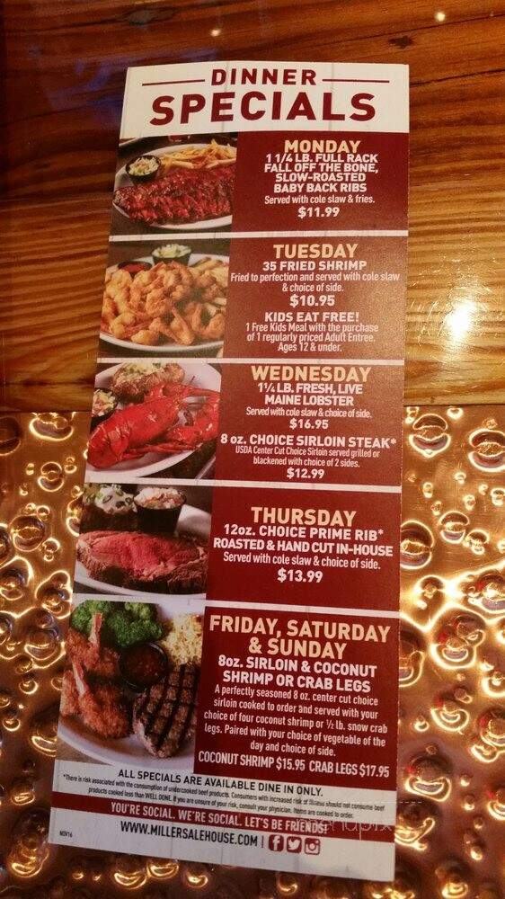 Miller's Ale House - Sterling, VA menu_pic