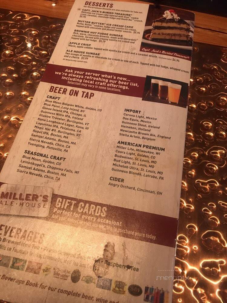 Miller's Ale House - Sterling, VA menu_pic