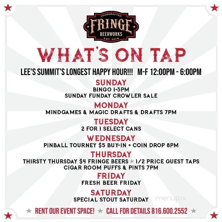 Fringe Beerworks - Lee's Summit, MO menu_pic