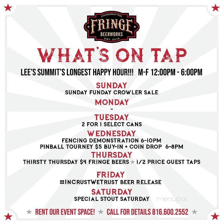 Fringe Beerworks - Lee's Summit, MO menu_pic