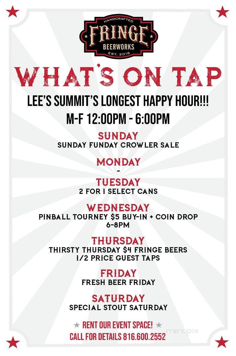 Fringe Beerworks - Lee's Summit, MO menu_pic