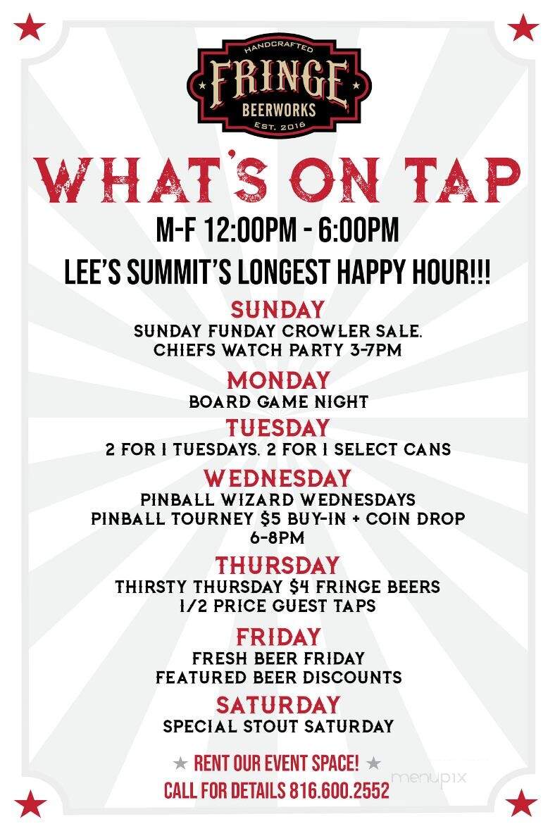 Fringe Beerworks - Lee's Summit, MO menu_pic