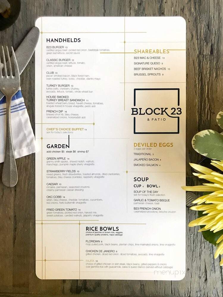 Block 23 - Oklahoma City, OK menu_pic