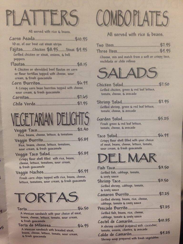 De La CRUZ Mexican Cuisine - Ventura, CA menu_pic