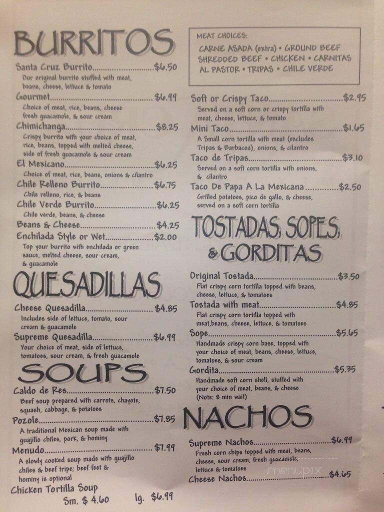 De La CRUZ Mexican Cuisine - Ventura, CA menu_pic
