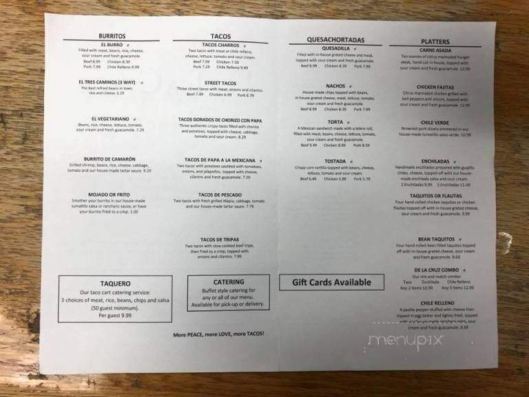 De La CRUZ Mexican Cuisine - Ventura, CA menu_pic