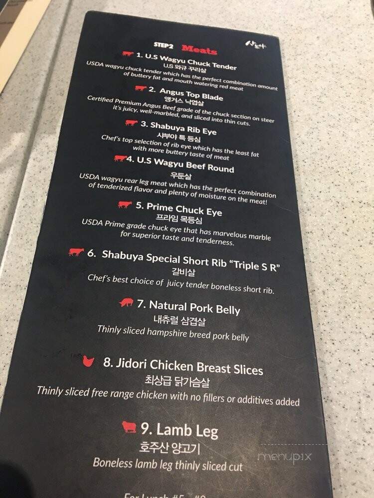 Shabuya - La Mirada, CA menu_pic