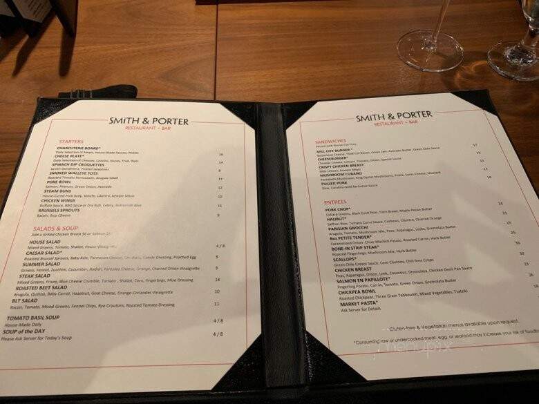 Smith & Porter Restaurant + Bar - Minneapolis, MN menu_pic