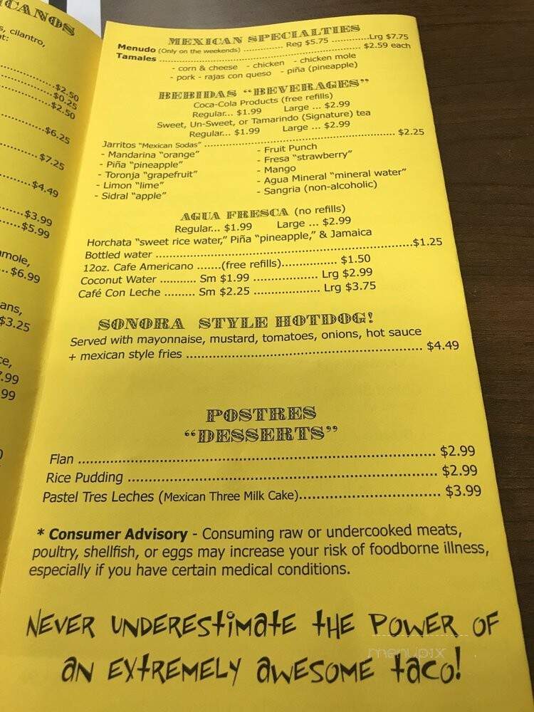 TacoSon - Wesley Chapel, FL menu_pic