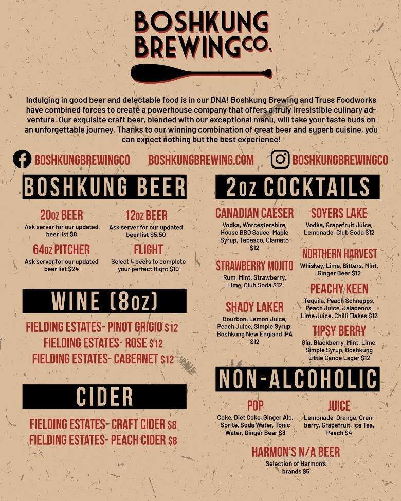 Boshkung Brewing - Minden, ON menu_pic