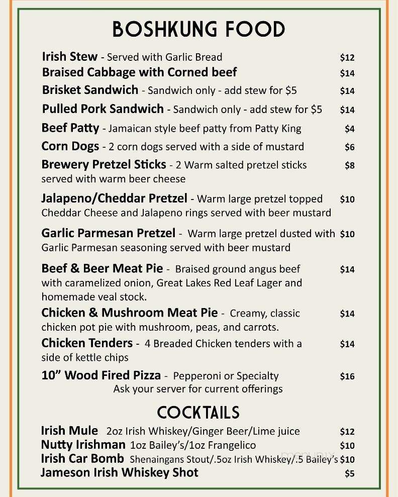 Boshkung Brewing - Minden, ON menu_pic