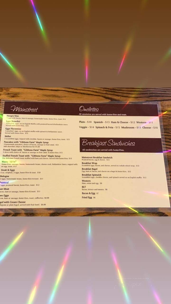 Mainstreet Family Restaurant - Merrickville-Wolford, ON menu_pic