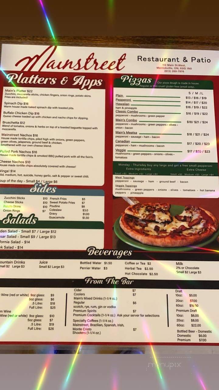 Mainstreet Family Restaurant - Merrickville-Wolford, ON menu_pic
