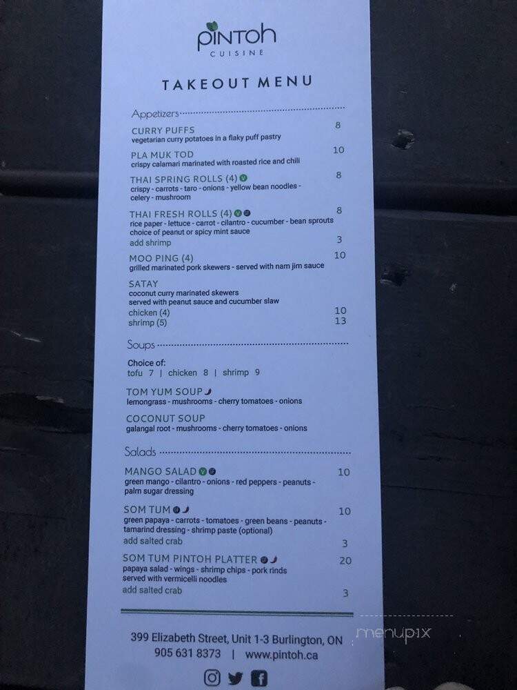 Pintoh - Burlington, ON menu_pic