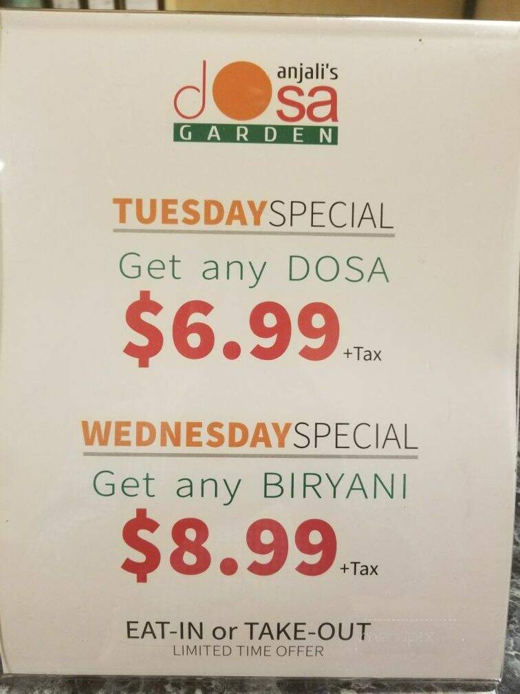 Anjali's Dosa Garden - Surrey, BC menu_pic