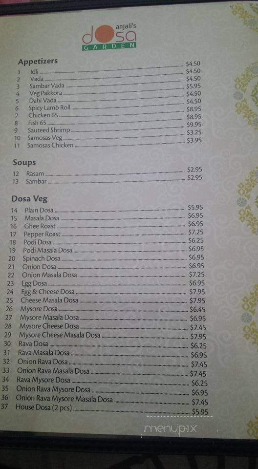 Anjali's Dosa Garden - Surrey, BC menu_pic