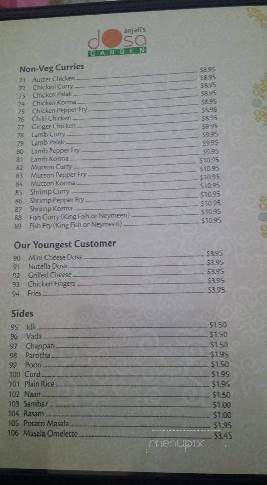 Anjali's Dosa Garden - Surrey, BC menu_pic
