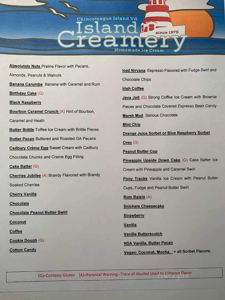 Island Creamery - Salisbury, MD menu_pic