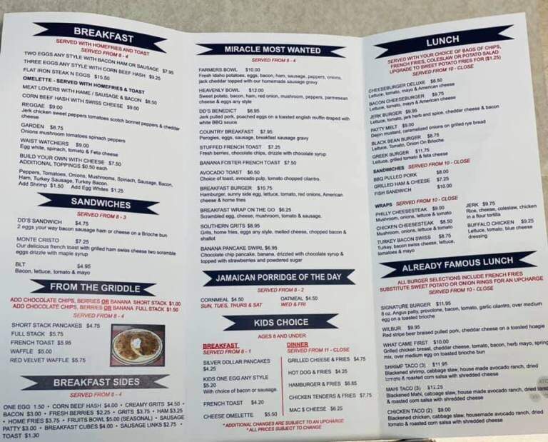 DD's Miracle Diner - East Stroudsburg, PA menu_pic