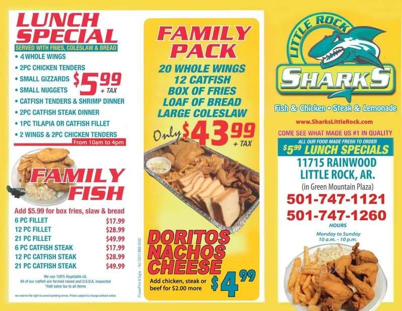 Sharks Fish & Chicken - Little Rock, AR menu_pic