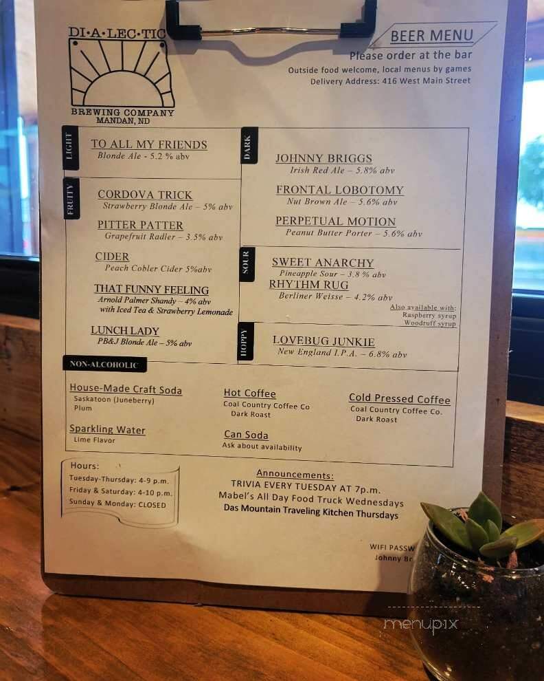 Dialectic Brewing - Mandan, ND menu_pic