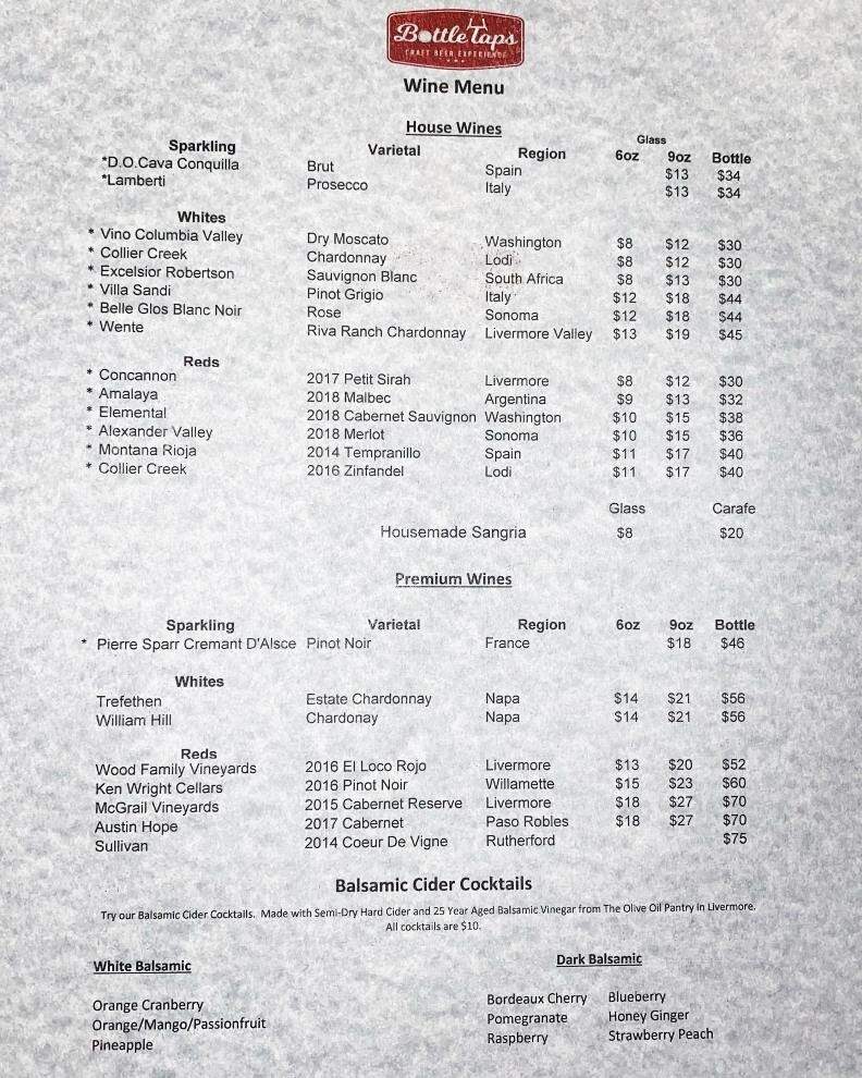 Bottle Taps - Pleasanton, CA menu_pic