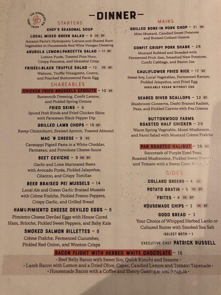 The Chocolate Pig - St. Louis, MO menu_pic