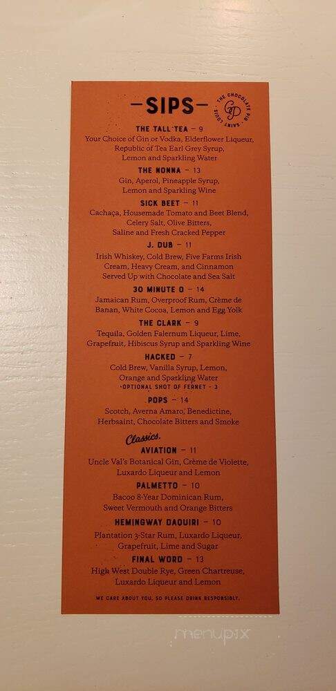 The Chocolate Pig - St. Louis, MO menu_pic