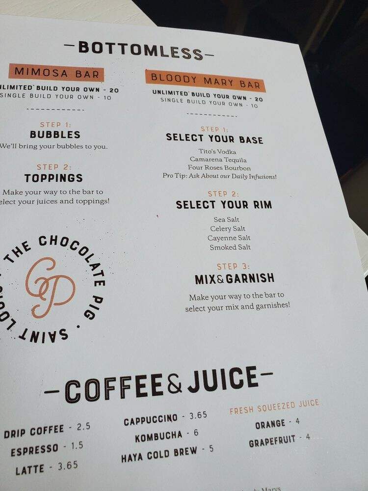 The Chocolate Pig - St. Louis, MO menu_pic