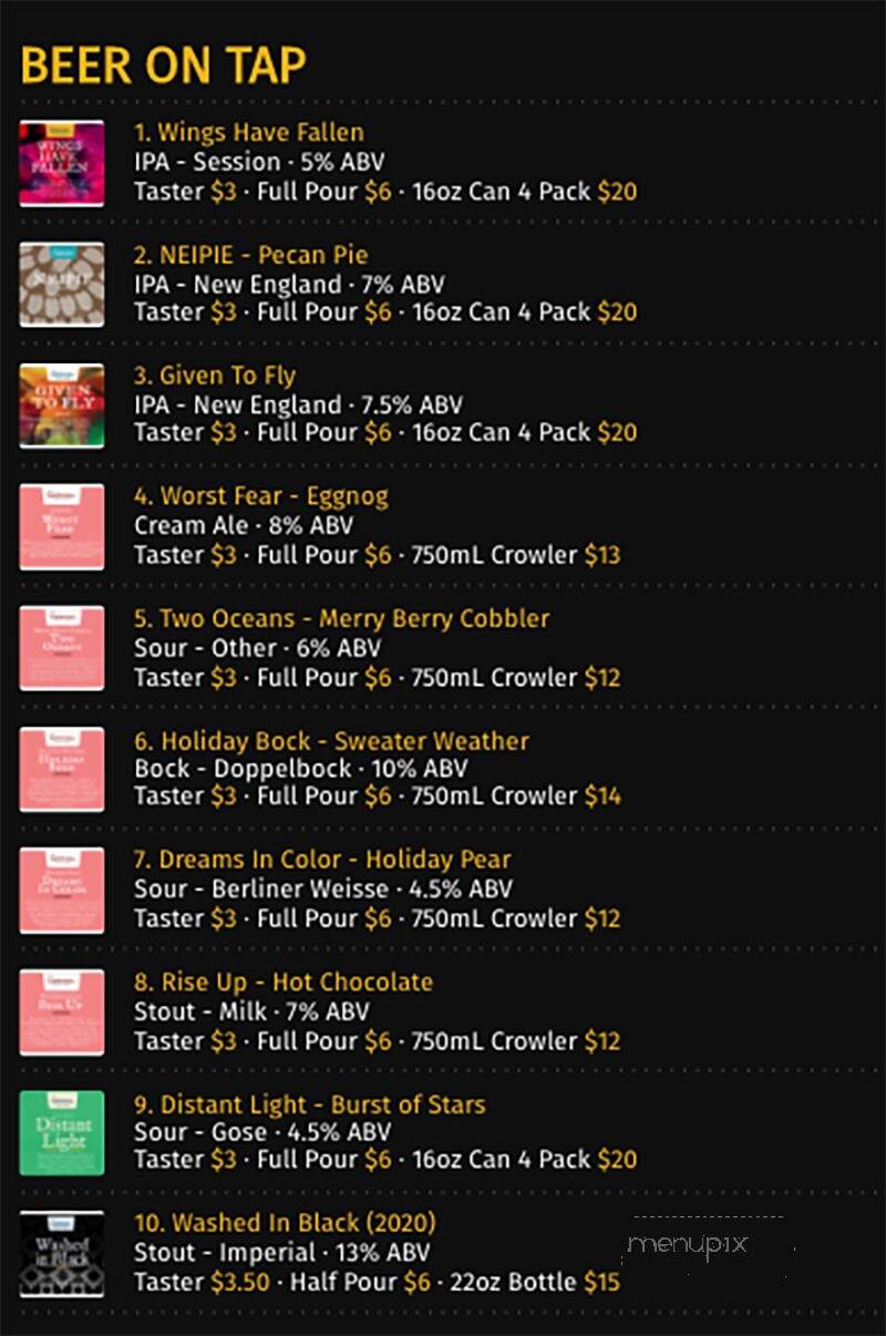 Servaes Brewing Company - Shawnee, KS menu_pic