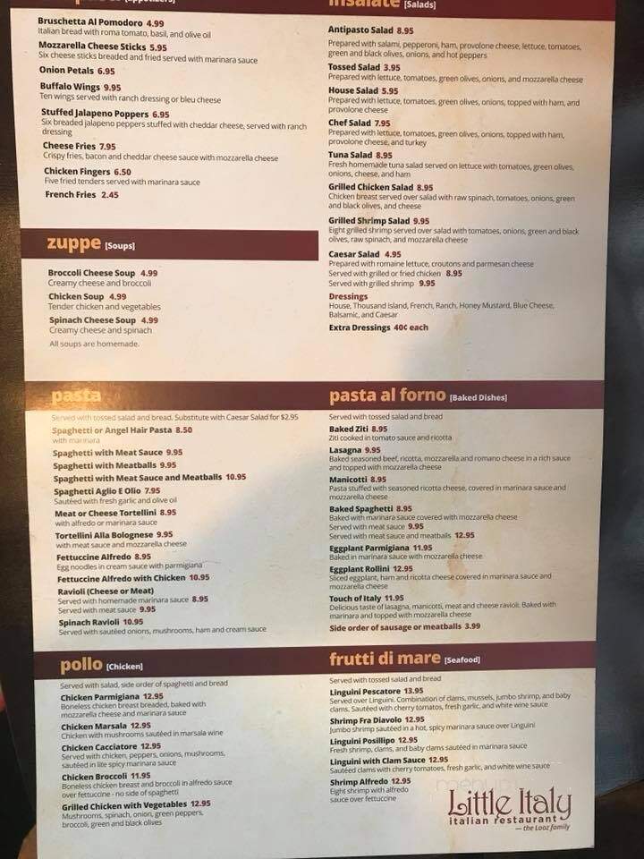 Little Italy Pizza and Italian Restaurant - Dobson, NC menu_pic