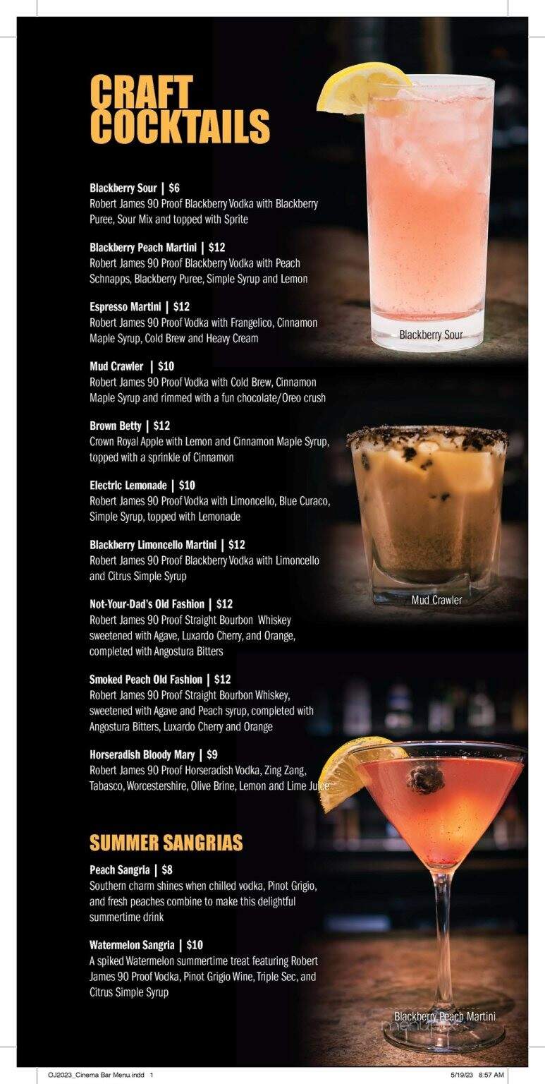 RJ Cinema Distillery & Taproom - Cincinnati, OH menu_pic