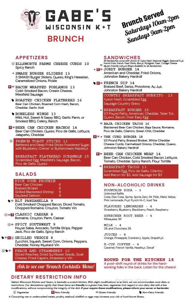 Gabe's Wisconsin Kitchen and Tavern - Oshkosh, WI menu_pic