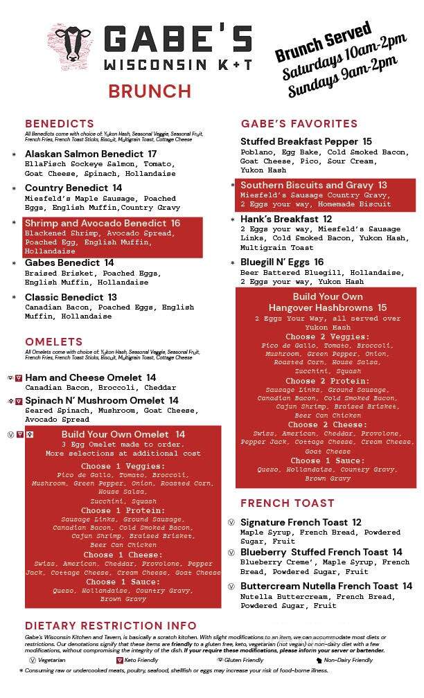 Gabe's Wisconsin Kitchen and Tavern - Oshkosh, WI menu_pic