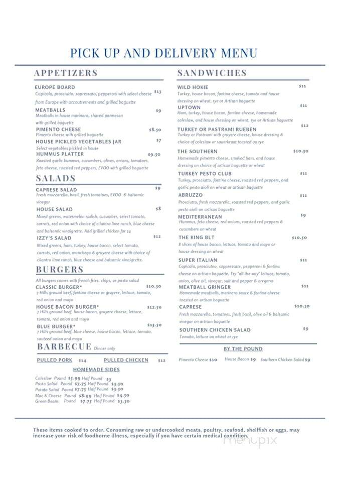 Izzy's Kitchen - Richmond, VA menu_pic