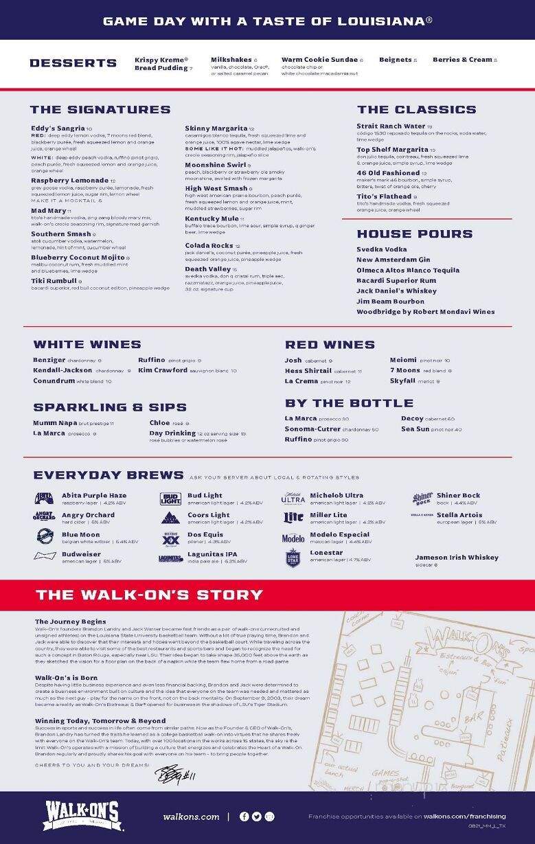Walk-On's Sports Bistreaux - Spring, TX menu_pic