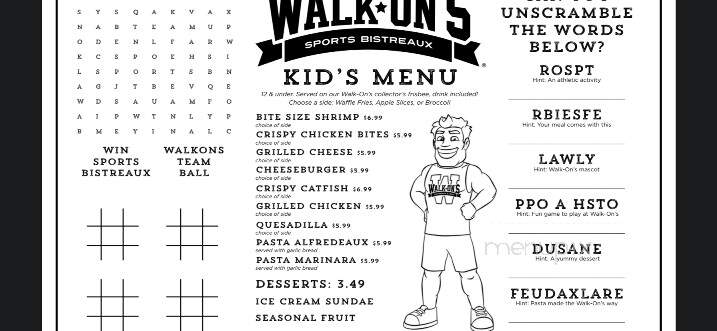 Walk-On's Sports Bistreaux - Spring, TX menu_pic