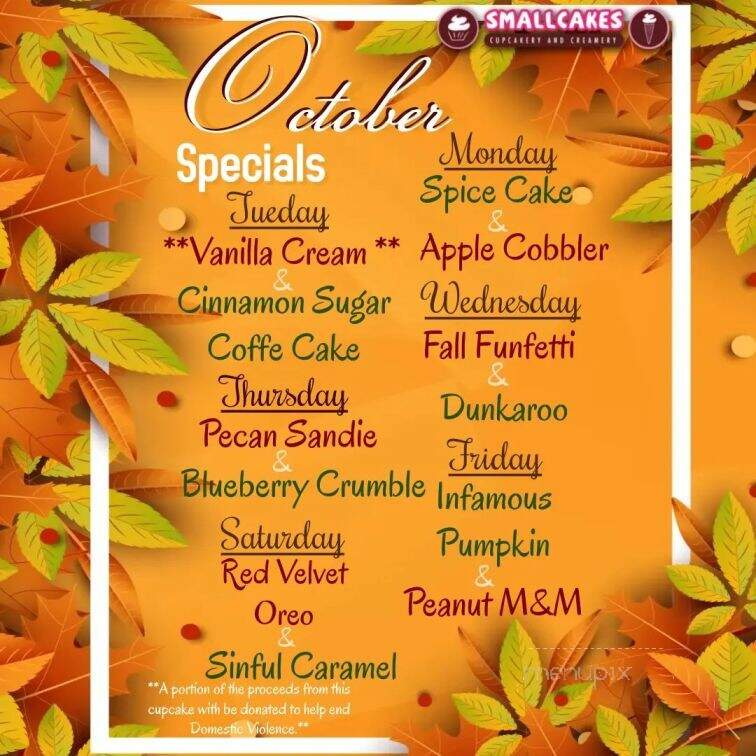 SmallCakes - Shreveport, LA menu_pic