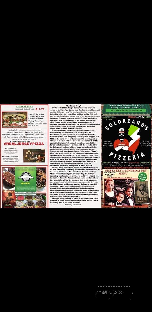 Solorzanos Pizzeria - Longboat Key, FL menu_pic