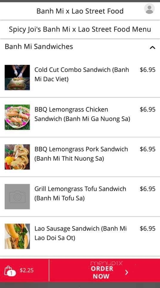 Spicy Joi's Banh Mi x Lao Street Food - Concord, CA menu_pic