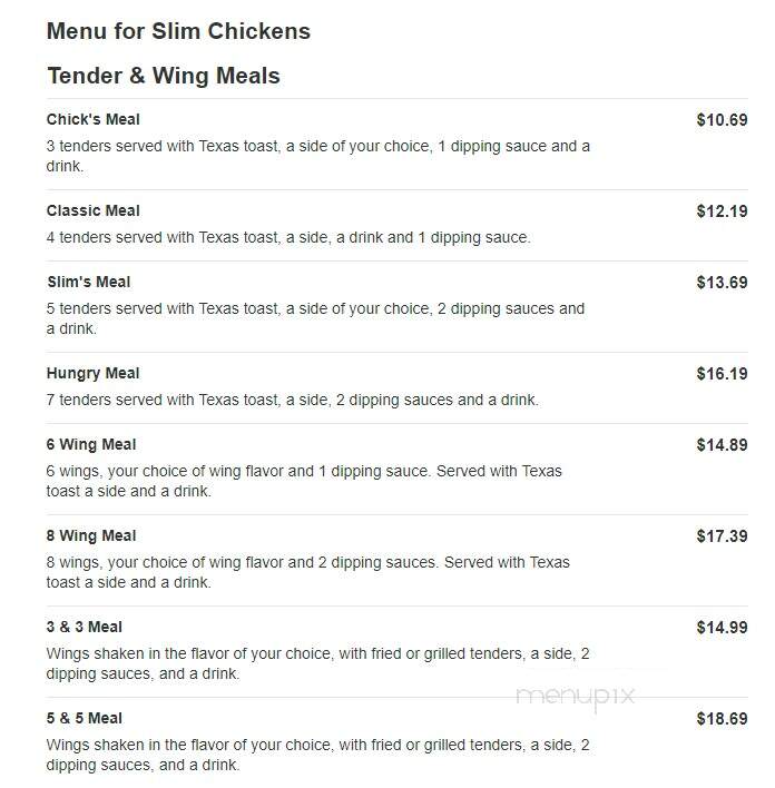 Slim Chickens - Lynn Haven, FL menu_pic