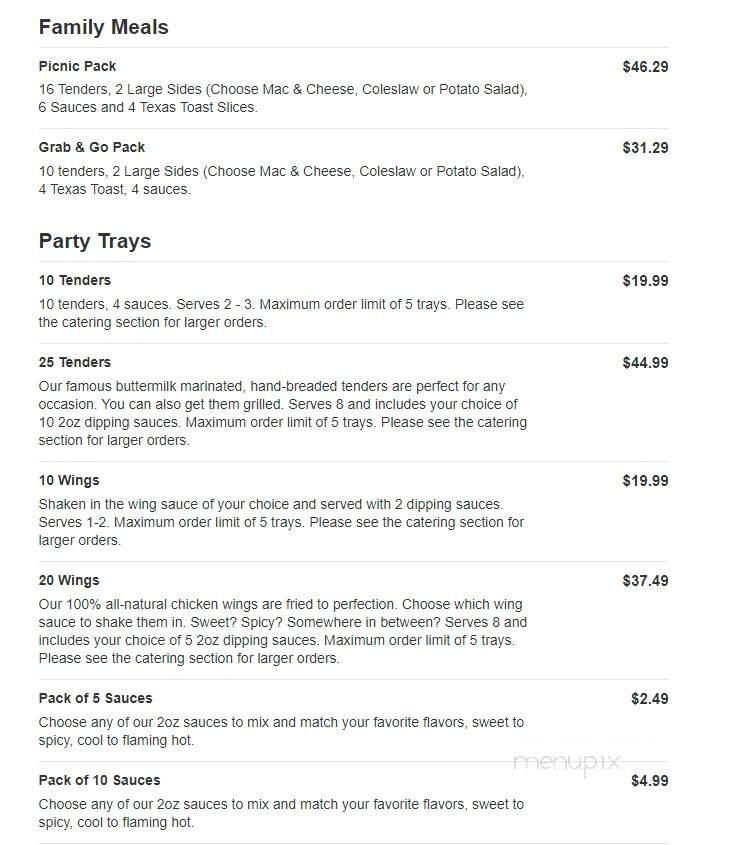 Slim Chickens - Lynn Haven, FL menu_pic