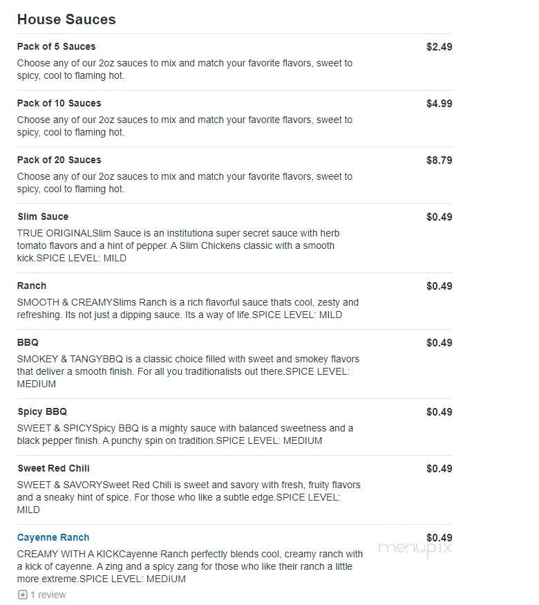 Slim Chickens - Lynn Haven, FL menu_pic