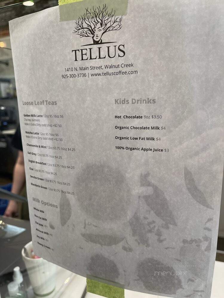 Tellus Coffee - Walnut Creek, CA menu_pic