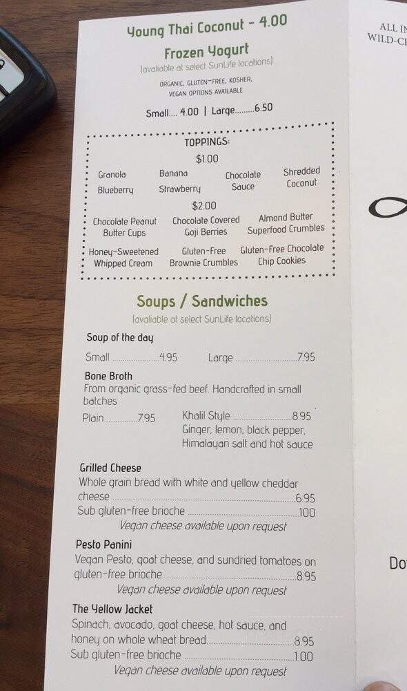 SunLife Organics - Manhattan Beach, CA menu_pic