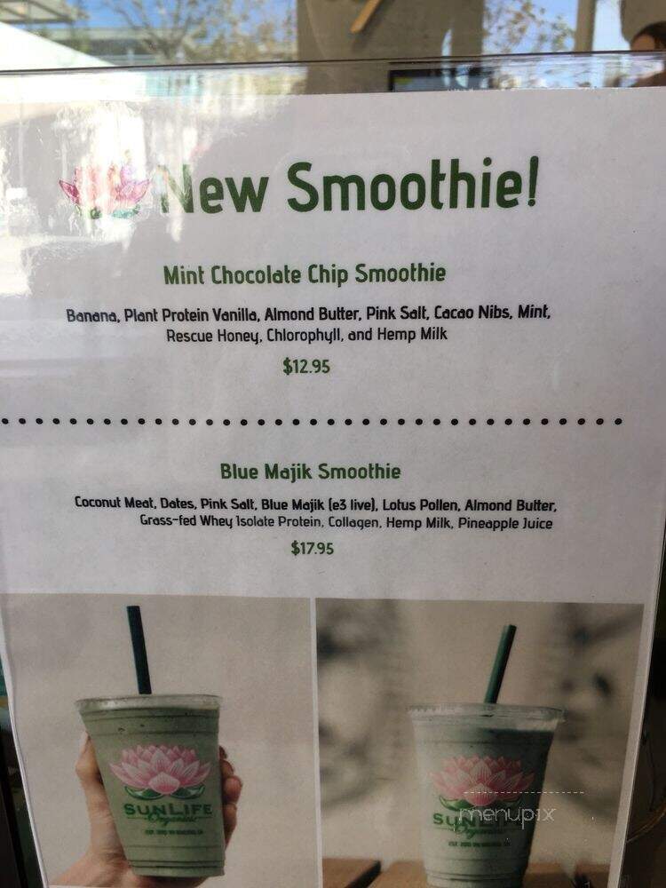 SunLife Organics - Manhattan Beach, CA menu_pic